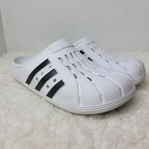 adidasAdilette Womens Clog Size 8 White Black Lightweight Comfortable Sandals